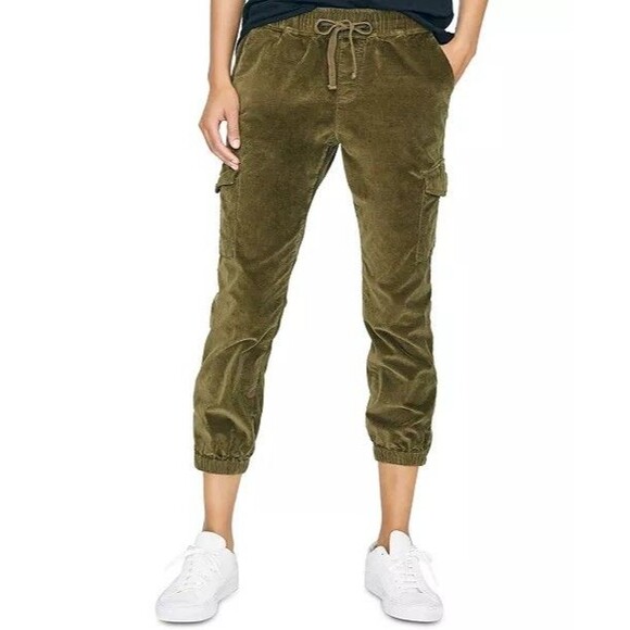 Sanctuary Mia Trooper Brown Corduroy Elastic Waist Cargo Jogger Pants XS Pull On - Picture 1 of 12